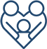 A family icon enclosed by a heart represents family-friendly chiropractic care focused on comfort, wellness, and support.